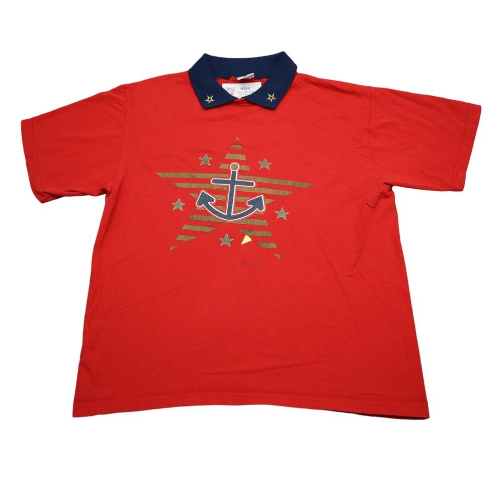 Gopher Sport Shirt Mens L Red Graphic Print Short Sleeve Collared Pullover Top